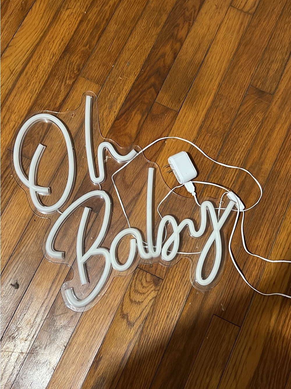 Hobby Lobby White 'Oh Baby' Neon Script Wall Sign